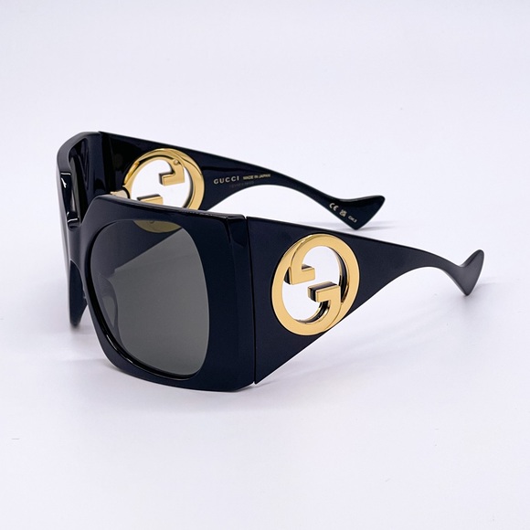 NEW GUCCI OVERSIZED BLACK WOMEN SUNGLASSES GUCCI GG1255S 001 - Picture 5 of 12
